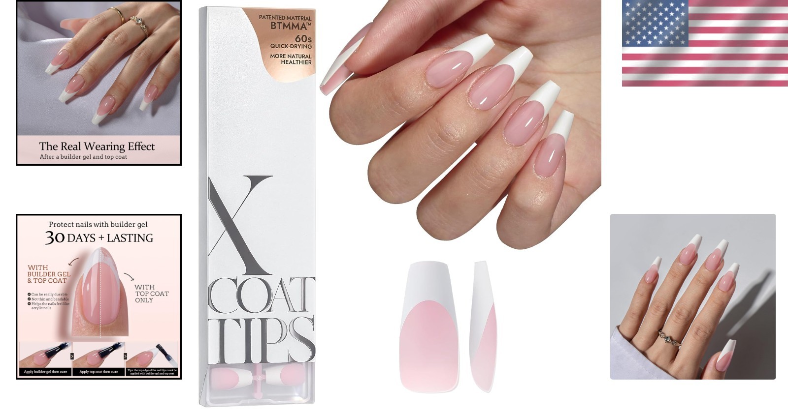 Innovative Pink Base Coffin Nail Tips for French Design No Stinging Experience
