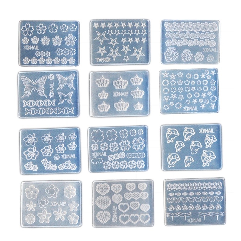 Nail Art Silicone Molds 12Pcs Set Suitable for Gel Dropping Leaves Shapes