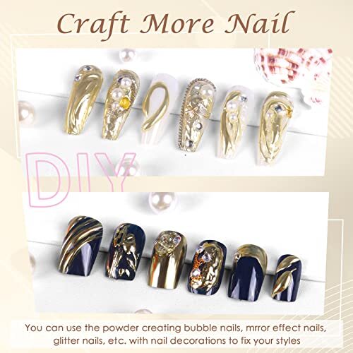 Chrome Nail Powder Mirror Effect Metallic Dust Holographic A-Silver Gold