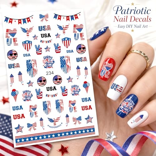 Set of 8 Patriotic 4th of July Nail Stickers