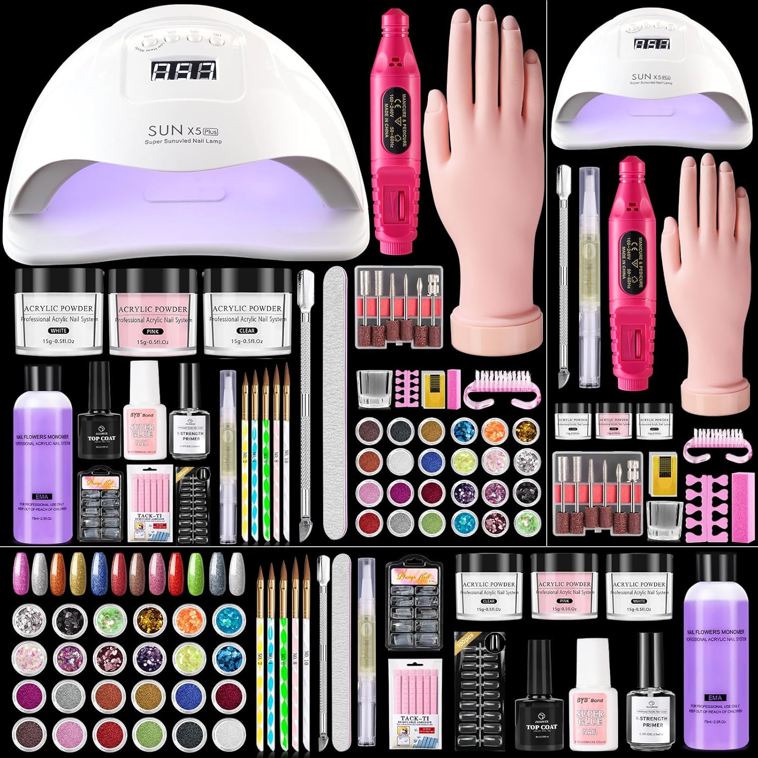 Complete Acrylic Nail Kit with UV Lamp and Tools for Beginners