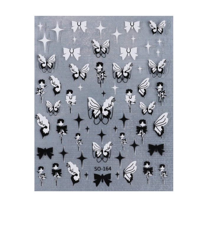 3D Nail Stickers Butterfly Rose Flowers Star Bowknot Decoration DecalsSO164 NS39