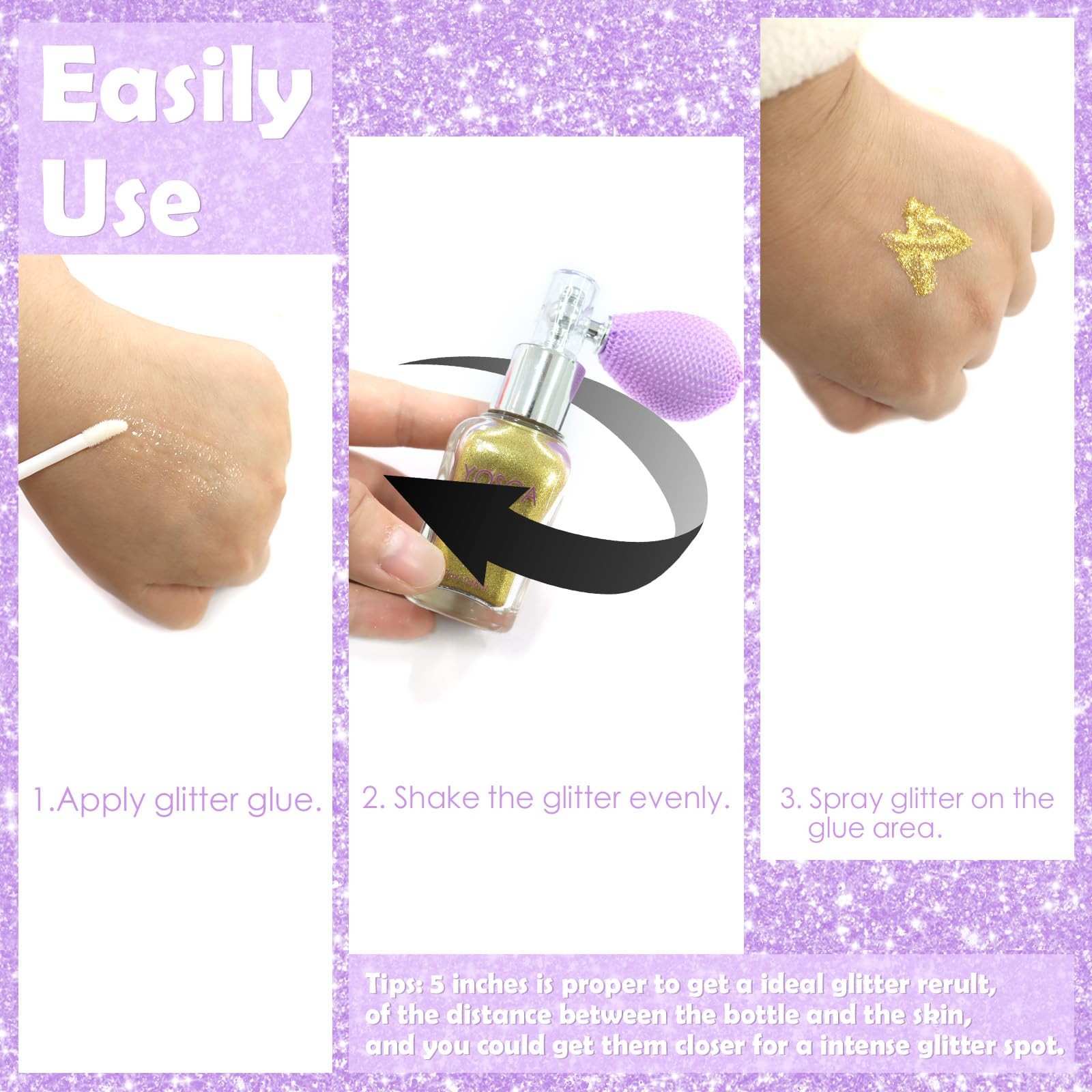 Yosca Body Glitter Spray, 30ML Loose Body Shimmer Powder Hair Spray Fine Glit…