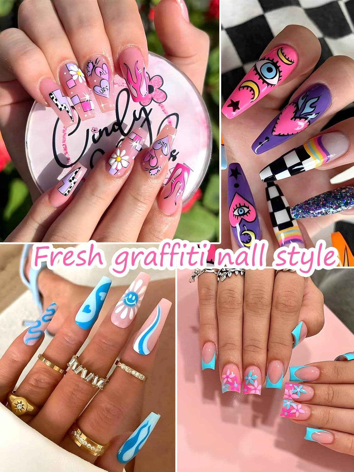 12 Colors Nail Art Pens, 3D Quick Dry Nail Point Graffiti Dotting Liner Pen Sets