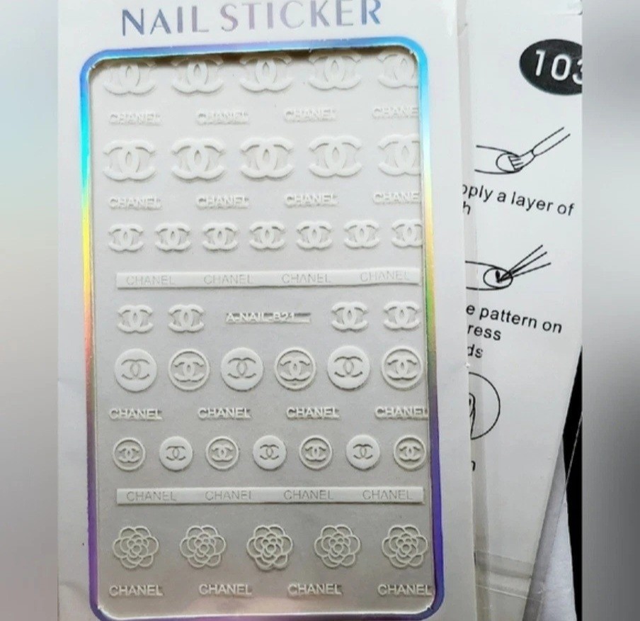 NWT NAIL ART DESIGN SELF-SEAL STICKERS SOLID WHITE N°103!