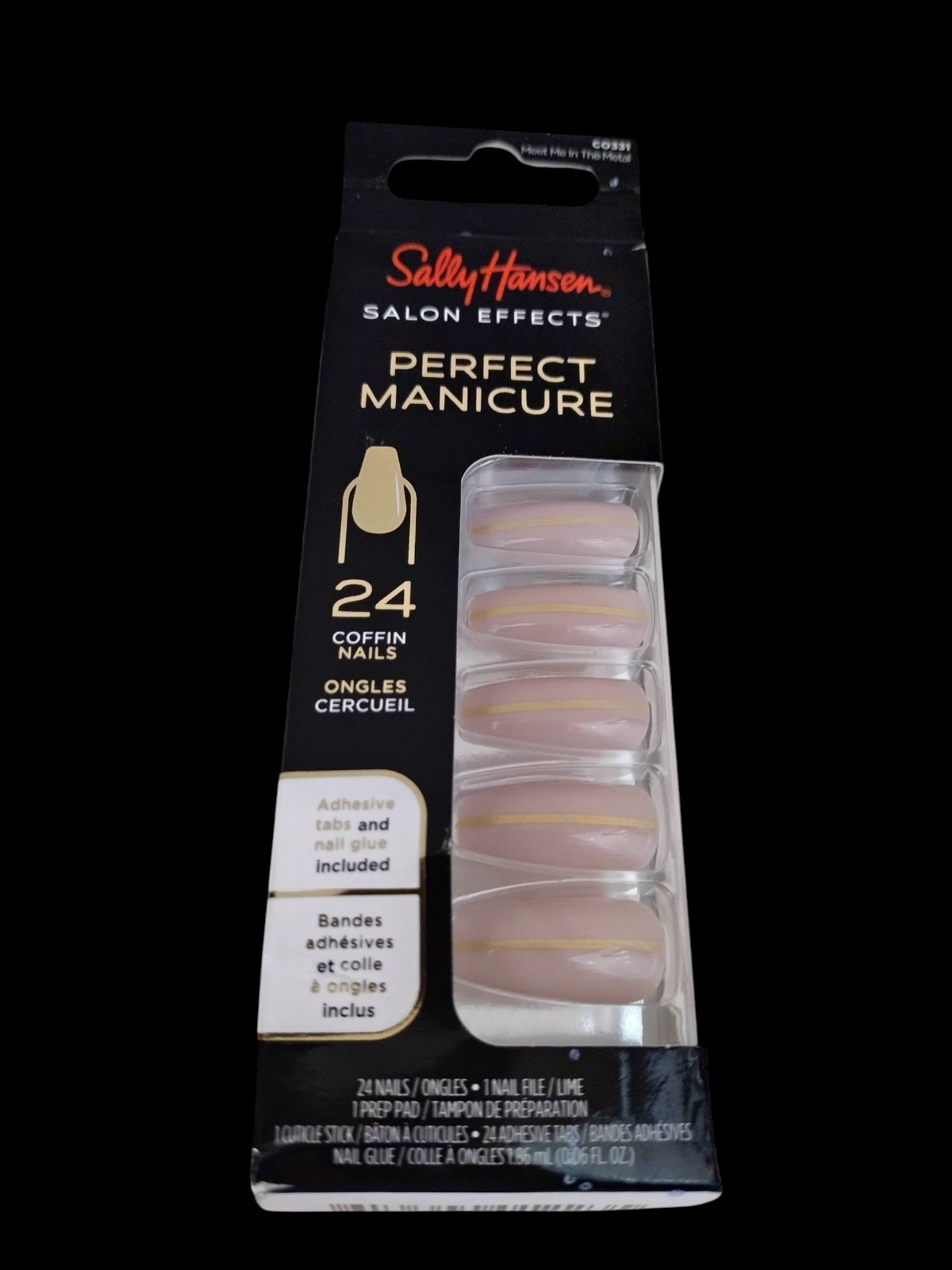 Sally Hansen SALON EFFECTS PERFECT MANICURE 24 COFFIN Nails MEET ME IN THE METAL