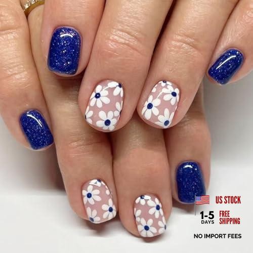 Blue Square Nails Press ons – Sweet Style – B04 – Blue