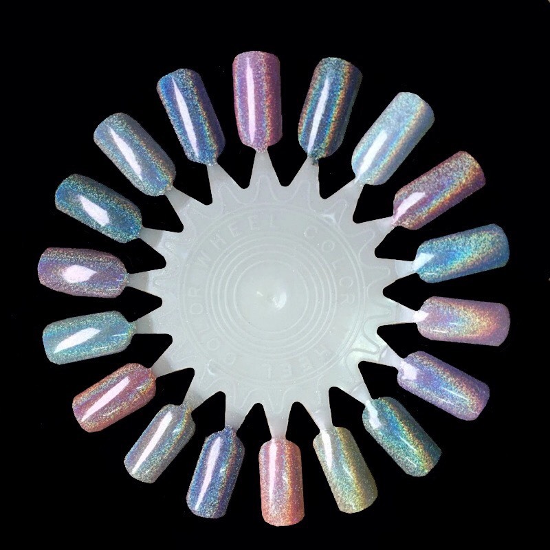 HOLOGRAPHIC NAIL POWDER 2G RAINBOW Glitter Effect Ultra Thin Silver Dust Holo UK