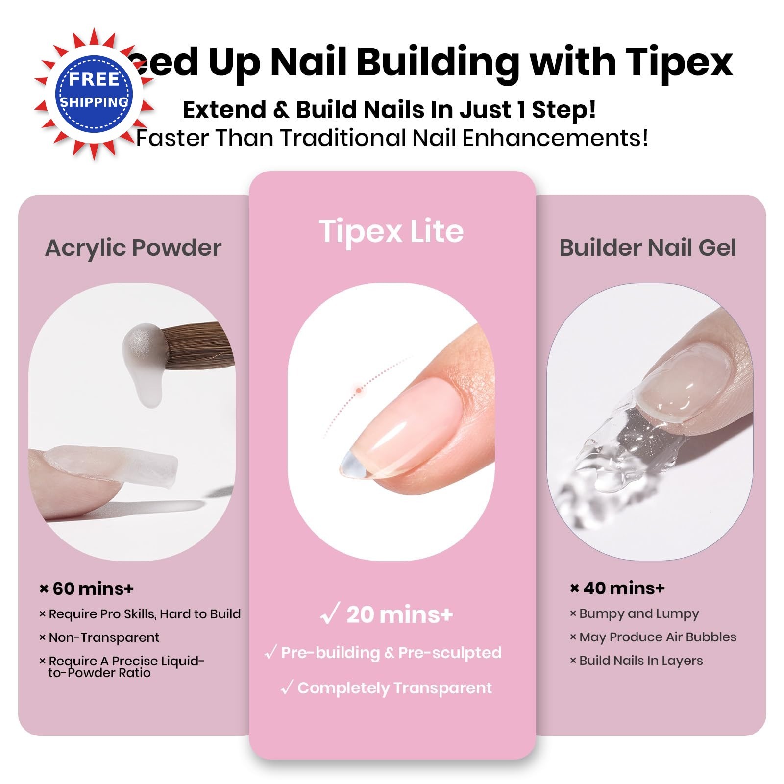 Nail Tips Acrylic Almond Short Pre Built Apex 00-14 Beetles Tipex Lite