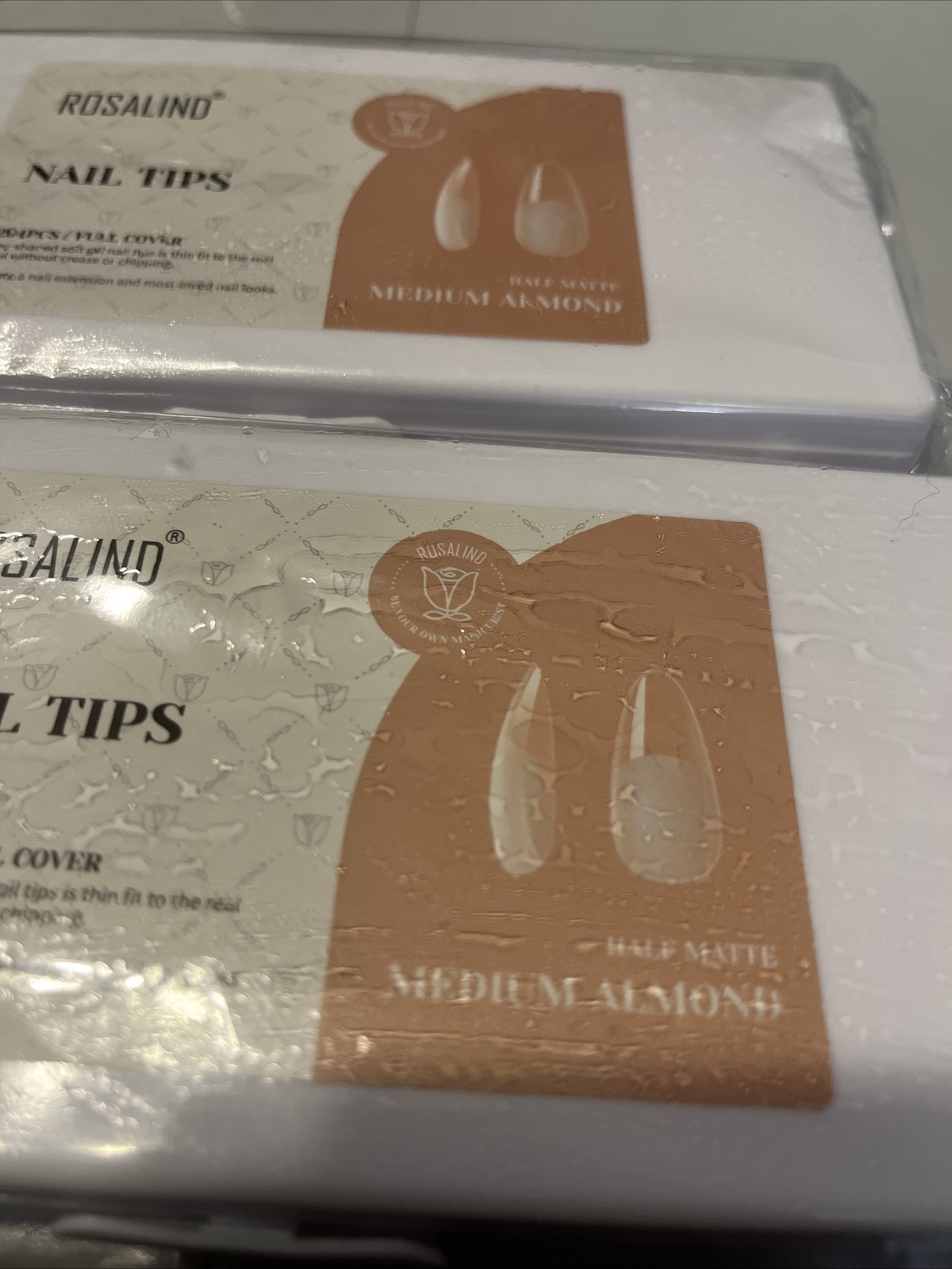 Rosalind Nail (2 PK) Tips Half Matte Medium Almond 264 PCS Full Cover
