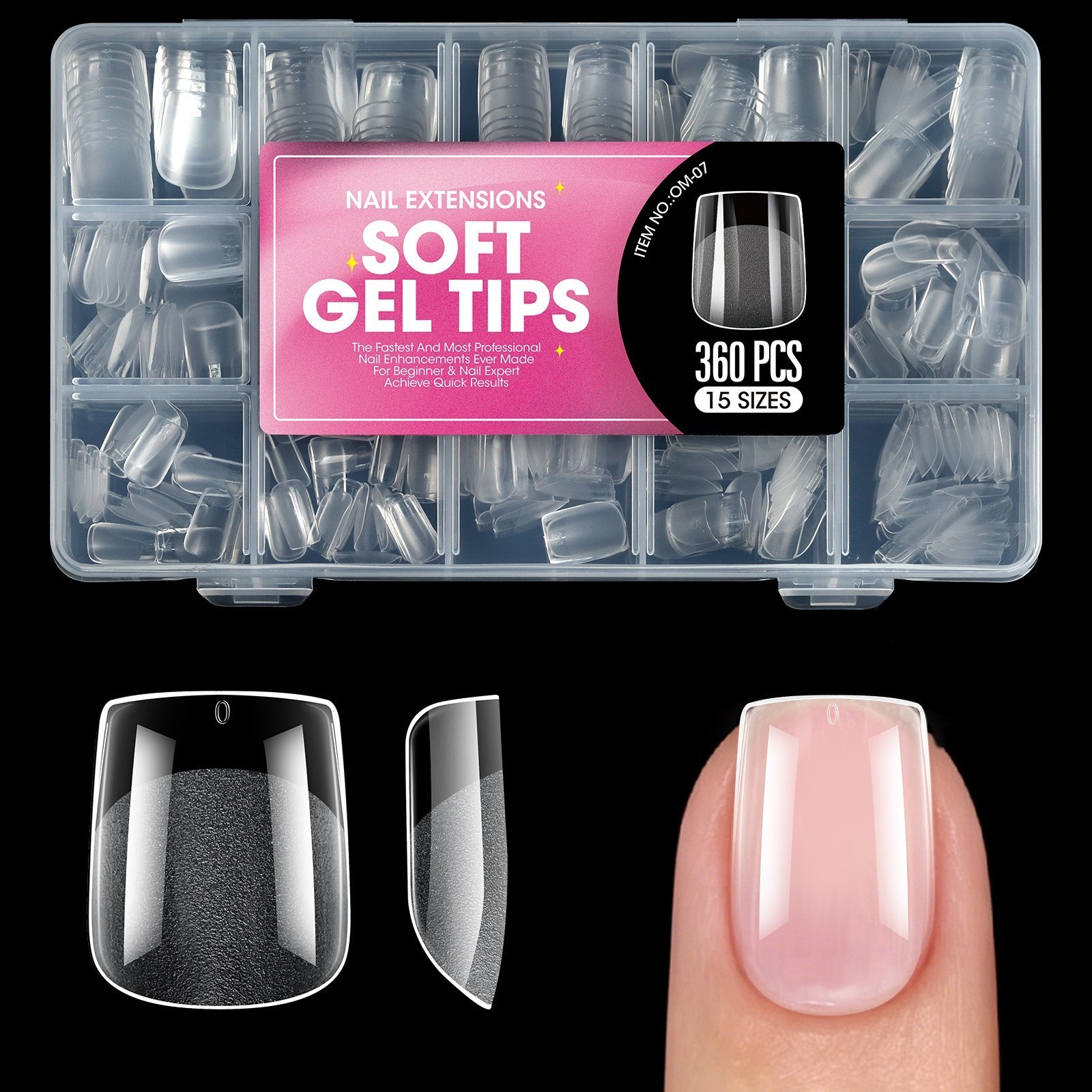Soft Gel Tips 360PCS Full Cover Fake Nails Almond/Coffin/Oval/Square Nail Tips