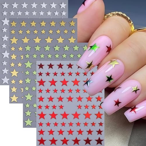 10 Sheets Y2k Star Nail Art Stickers 4th of July Nail Decals five-pointed star