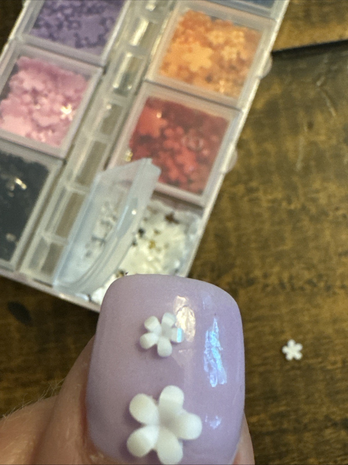 3D Mix Assorted Color Nail Charms, Acrylic Multi Blue Purple White Pink Flower