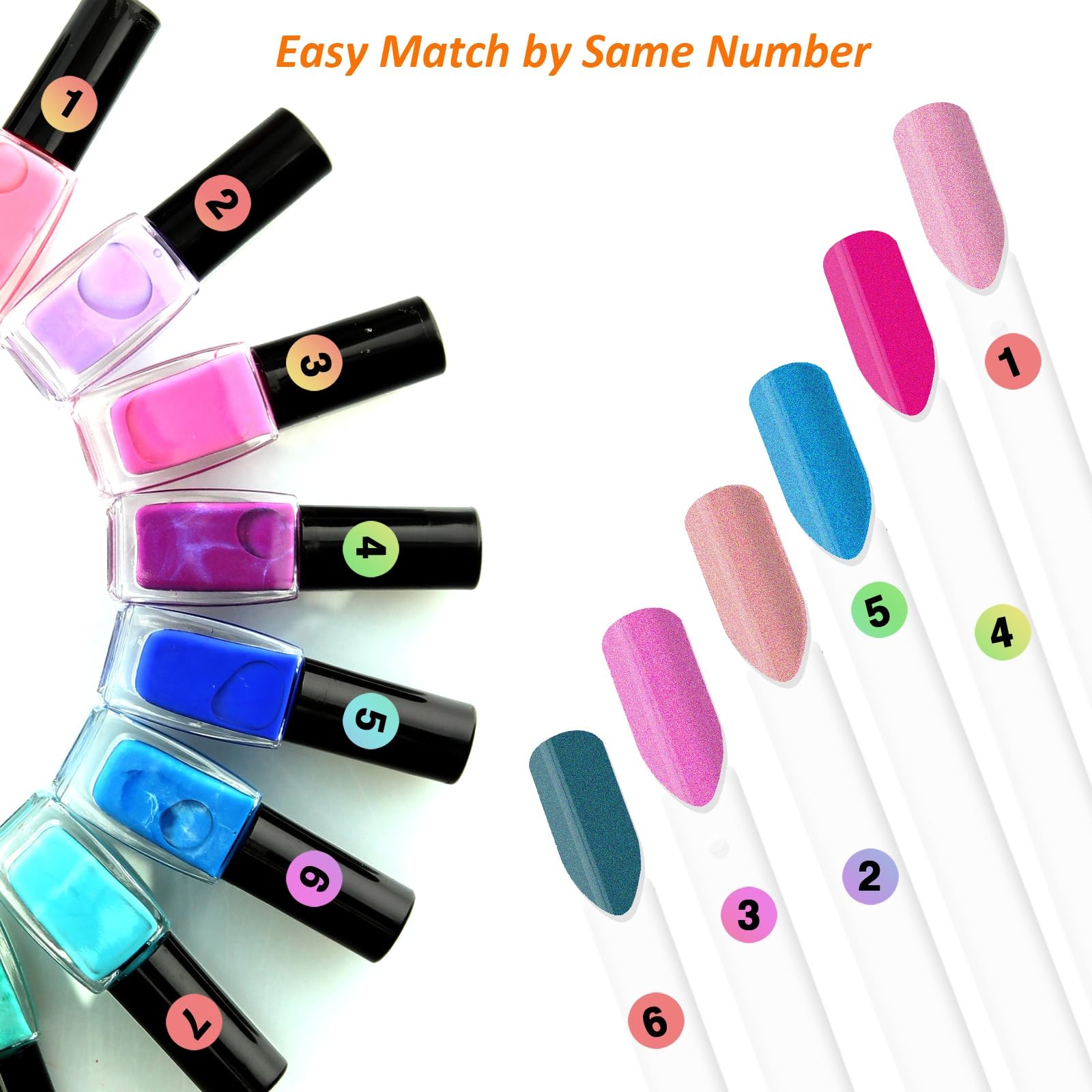 50 Pcs Clear Fan Shape Nail Color Swatches Sticks with Ring for Manicure