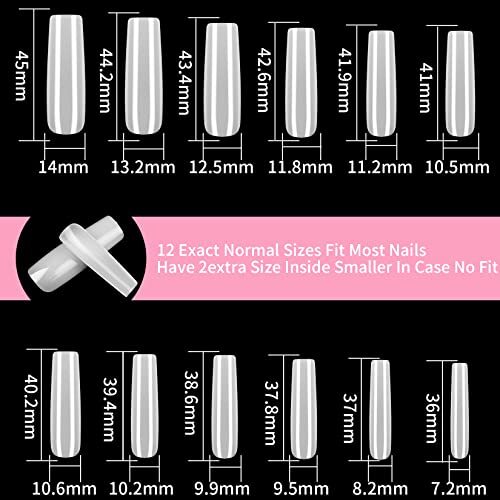 240 Pcs Full Cover Nail Tips, Nail Tips for Acrylic Nails Professional, Natural