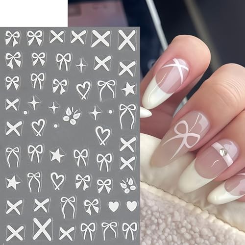 8 Sheets Valentines Day 5D Embossed Heart Nail Art Stickers Self bow heart