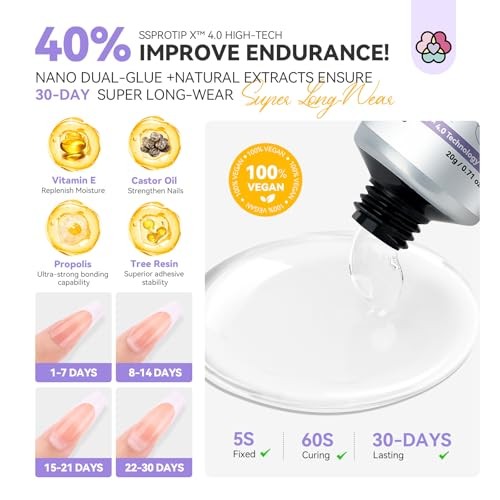 SAVILAND Solid Nail Glue Gel: 30-Day Lasting Strong Adhesive for Press On Nails