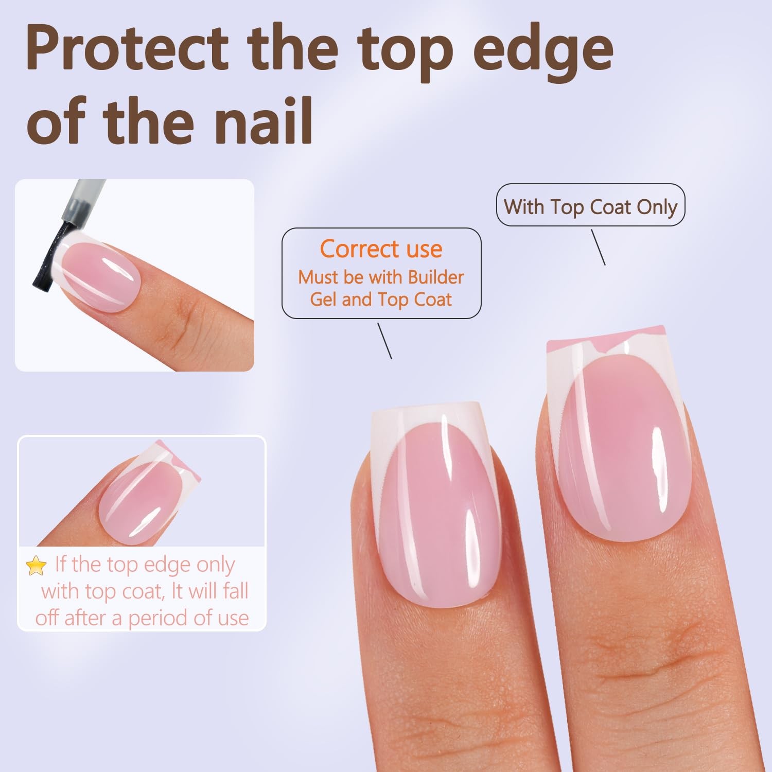 Misssix French Tip Press on Nails, 150Pcs Gel Nail 16 sizes, Pink