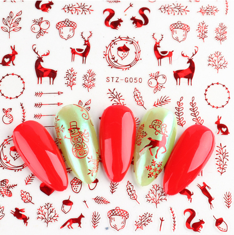New Year Christmas 3D Reindeer Horn Santa Claus Snowflake Red Self-Adhesive NH21