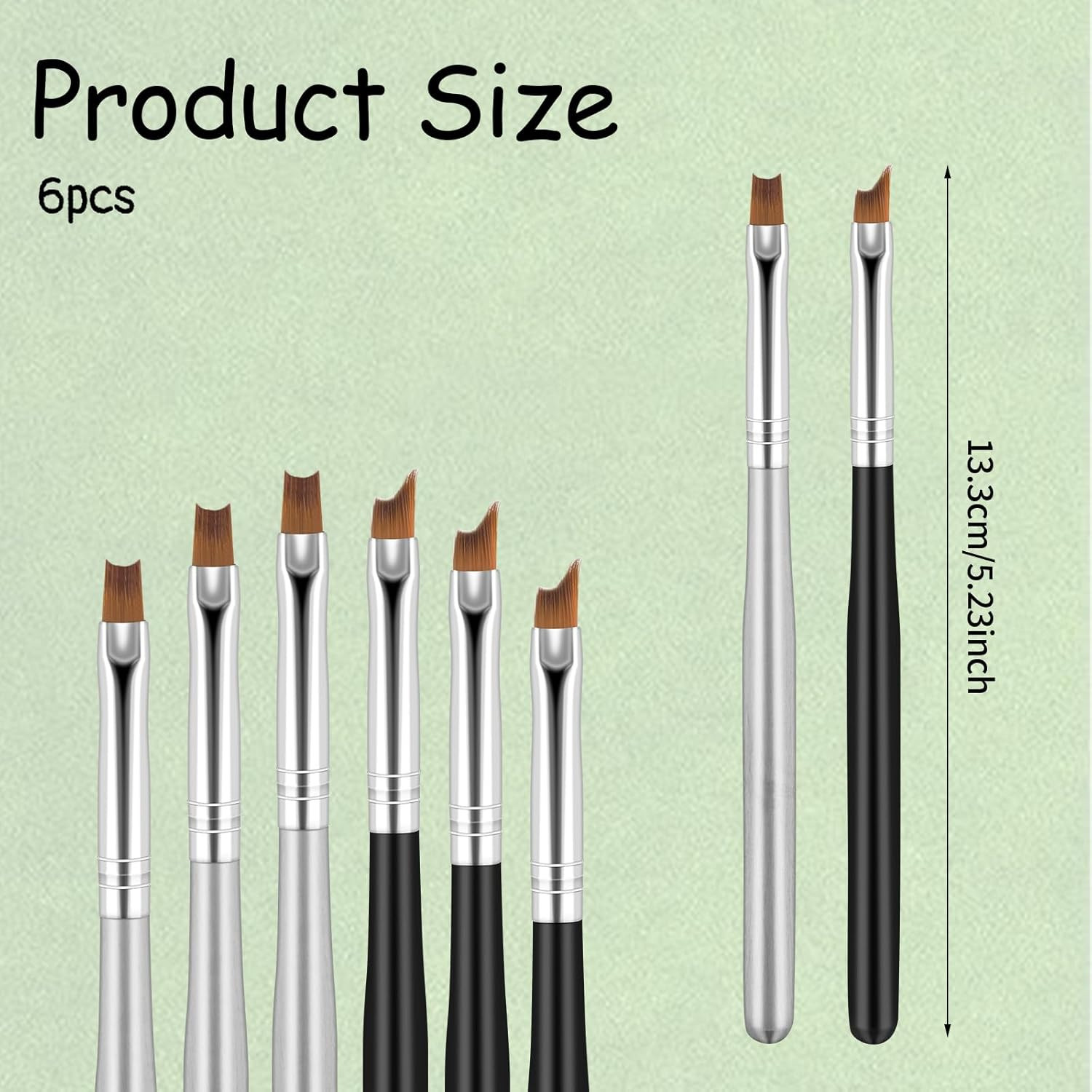 6pc French Tip Nail Brush Set Oblique Moon Shape UV Gel Acrylic Painting Drawing