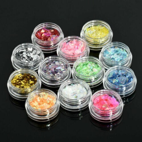 12Colors Acrylic Art Ice Shell Mylar Manicure Glitter Paper Decoration Foil Nail
