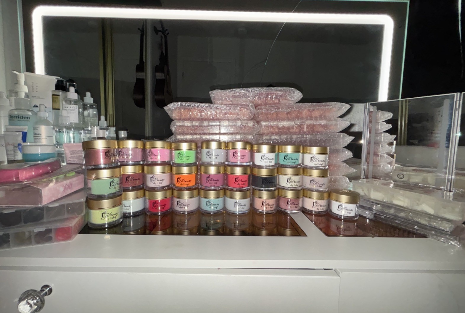 Nail Tips and Powder Lot (57 items) Read desc for details