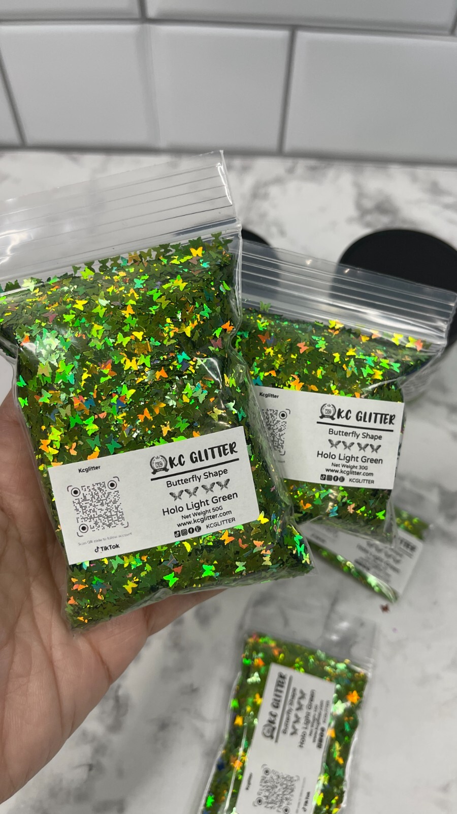 50g Solvent Resistant BUTTERFLY shape Glitter LIGHT GREEN Nail Art DIY Craft