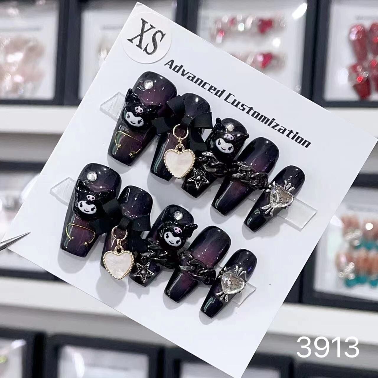 Handmade press on nails easy to put on & off reusable +5 pieces nail stickers.