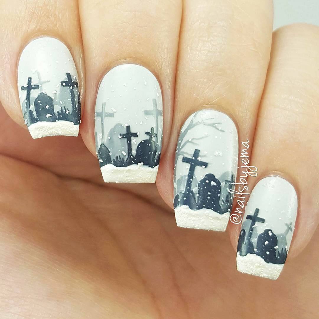 Graveyard Stencils for Nails, Halloween Nail Stickers, Nail Art, Nail Vinyls