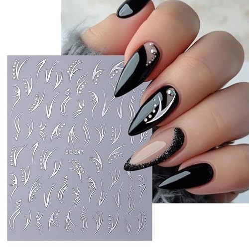 4 Sheets Leaf Nail Art Stickers, Abstract Leaves Nail Abstract Leaves Style 9