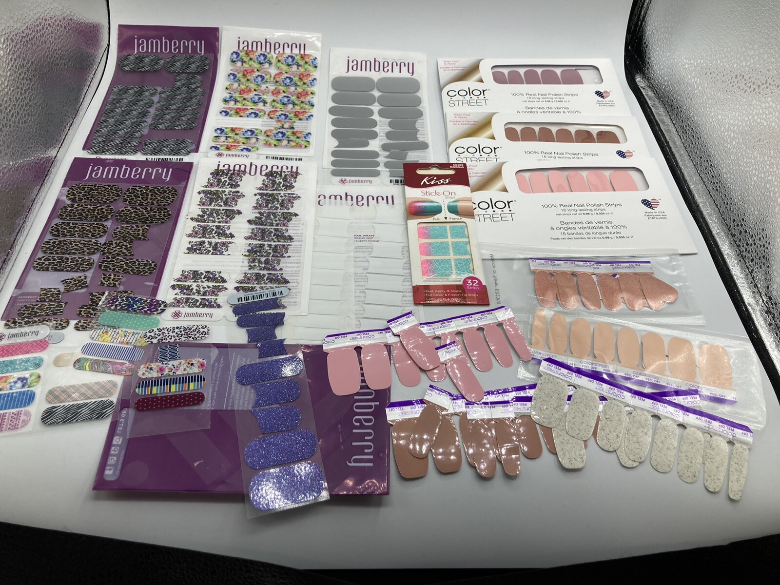ColorStreet And Jamberry Nail Wraps Lot New Sealed Pkgs & Loose Sheets Some Cut