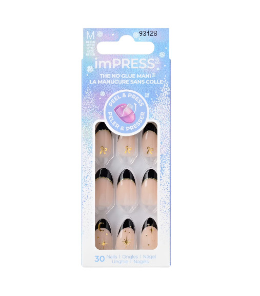 Kiss imPRESS Holiday No Glue Manicure Press-On Nails Feast Mode Medium Almond