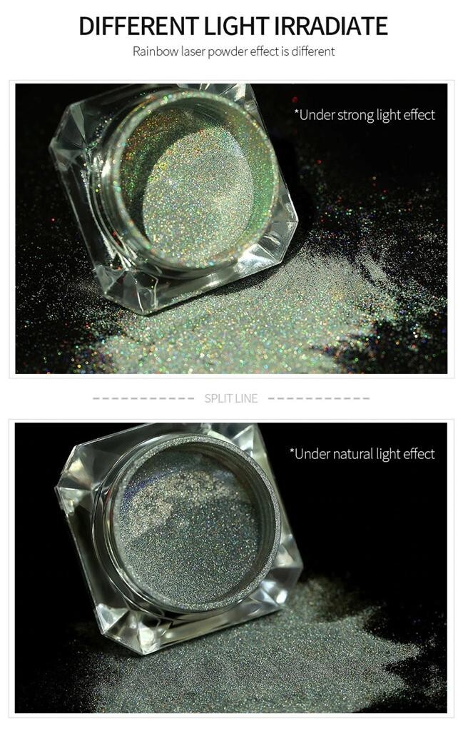 UNICORN NAIL POWDER HOLOGRAPHIC EFFECT MIRROR HOLO CHROME NAILS PIGMENT 15µ! UK