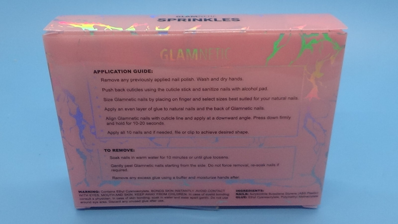 Glamnetic Press On Nails Sprinkles Reusable Semi-Transparent 24 Nail Kit w/ Glue