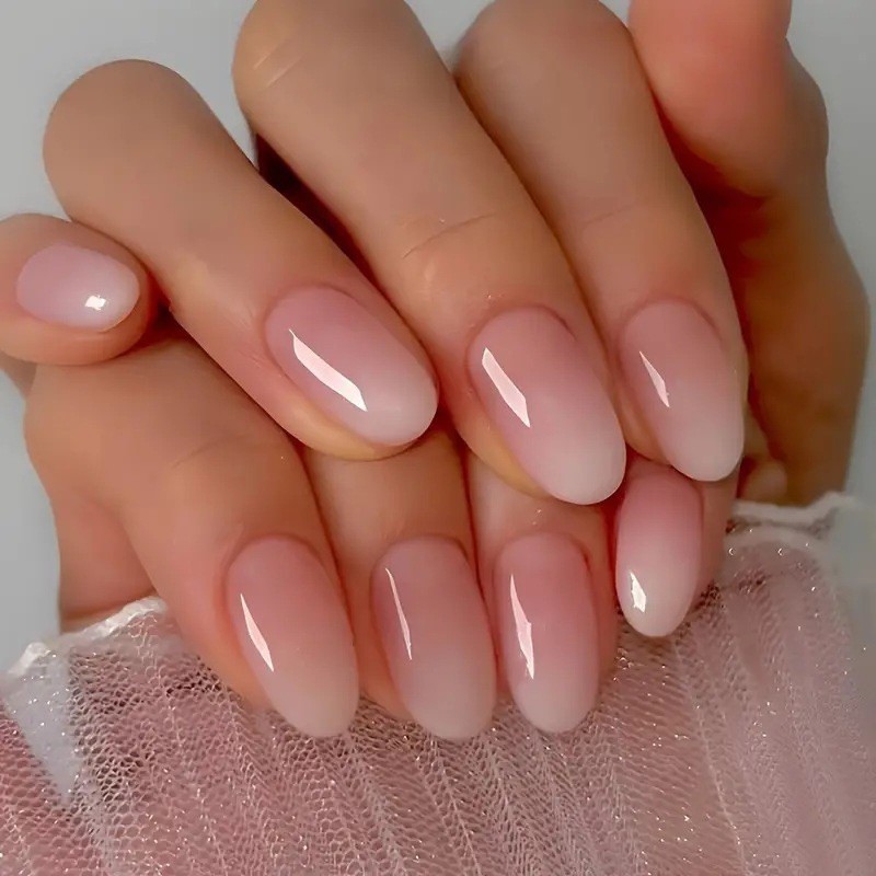 24pc Pink Press On Nails | Medium Oval | Reusable with Tools