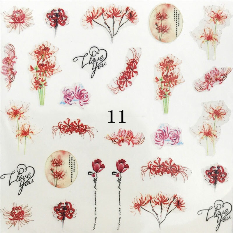 2 Sheets Nail Water Decals Flower Birds Slider Transfer Nail Art Stickers Tips✔