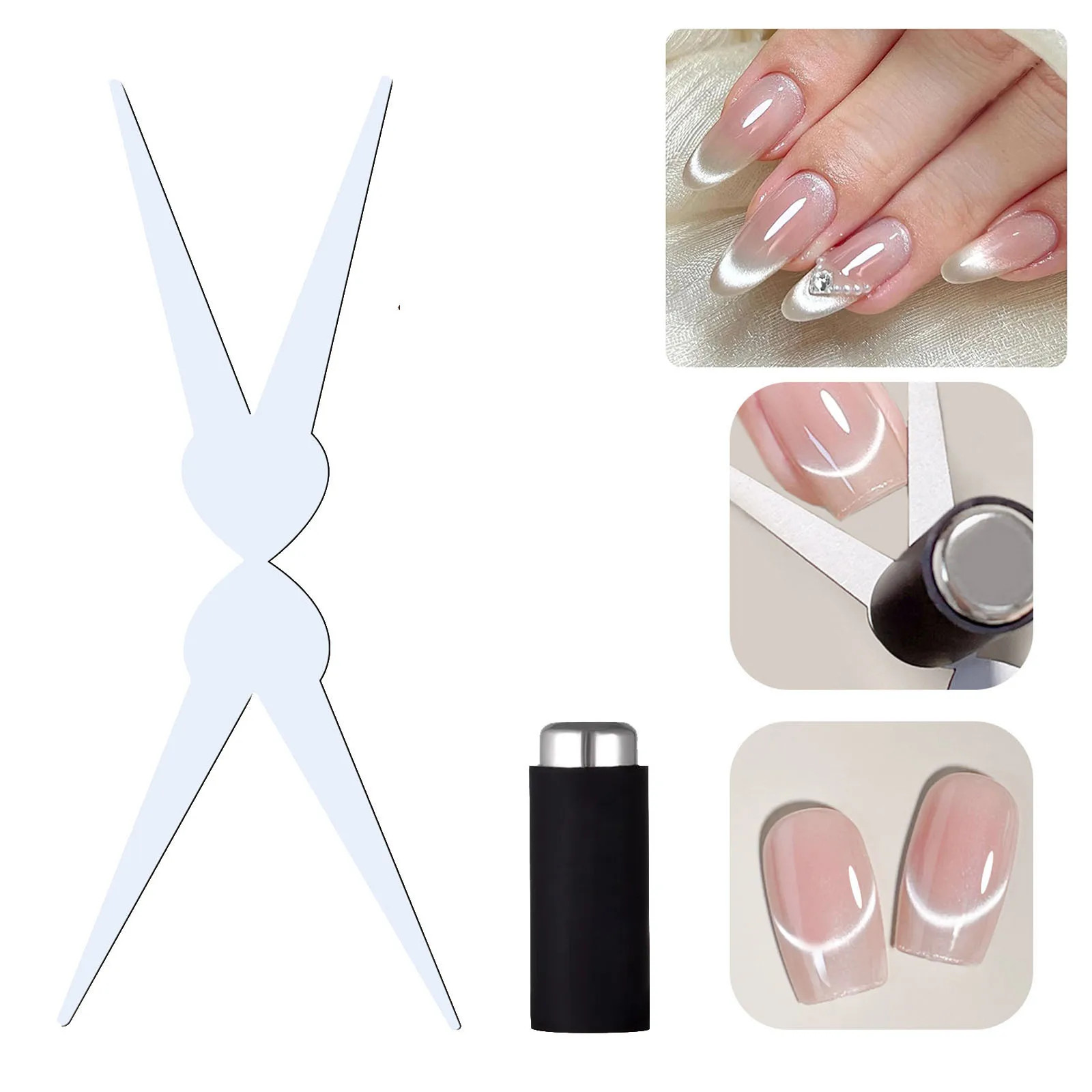 Double-head French Nail Art Magnet Set 3D Strong Cat Eye Magnet Nail Art Gel Pol
