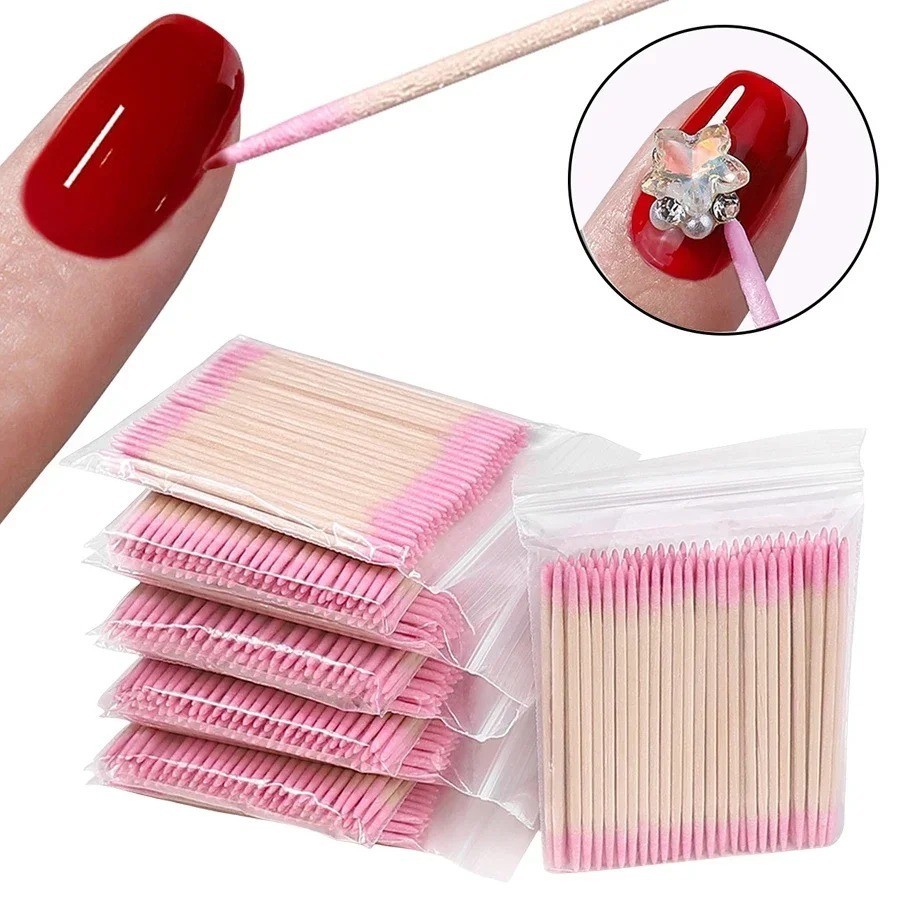100PCS Double Ended Cotton Swabs Pointed Tips Nail Art Makeup Corrector