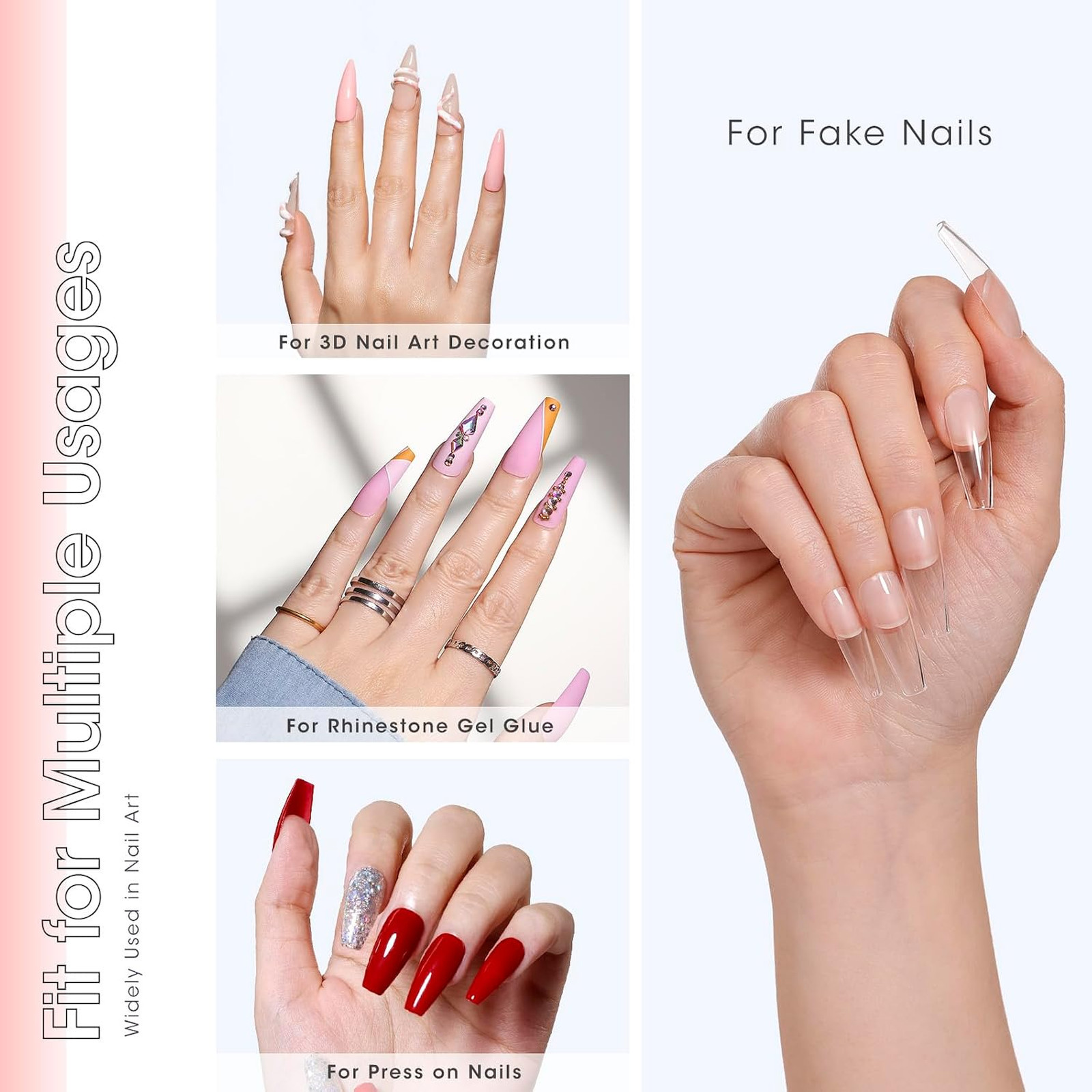 Nail Glue Gel Solid 15g UV LED Cure Repositionable Clear Bubble Free Adhesion