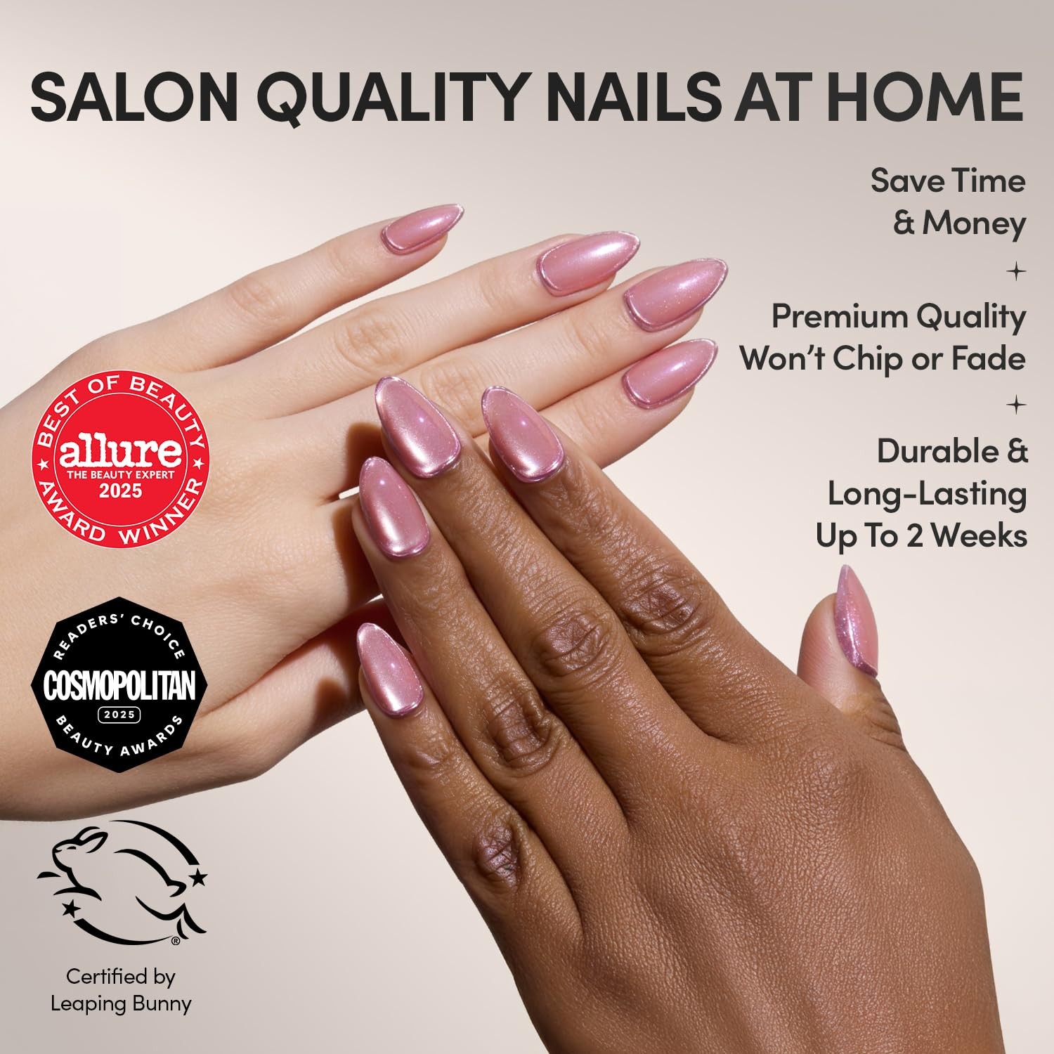 Velvet Rose Press On Nails Short Almond Fake 30 Pc Kit