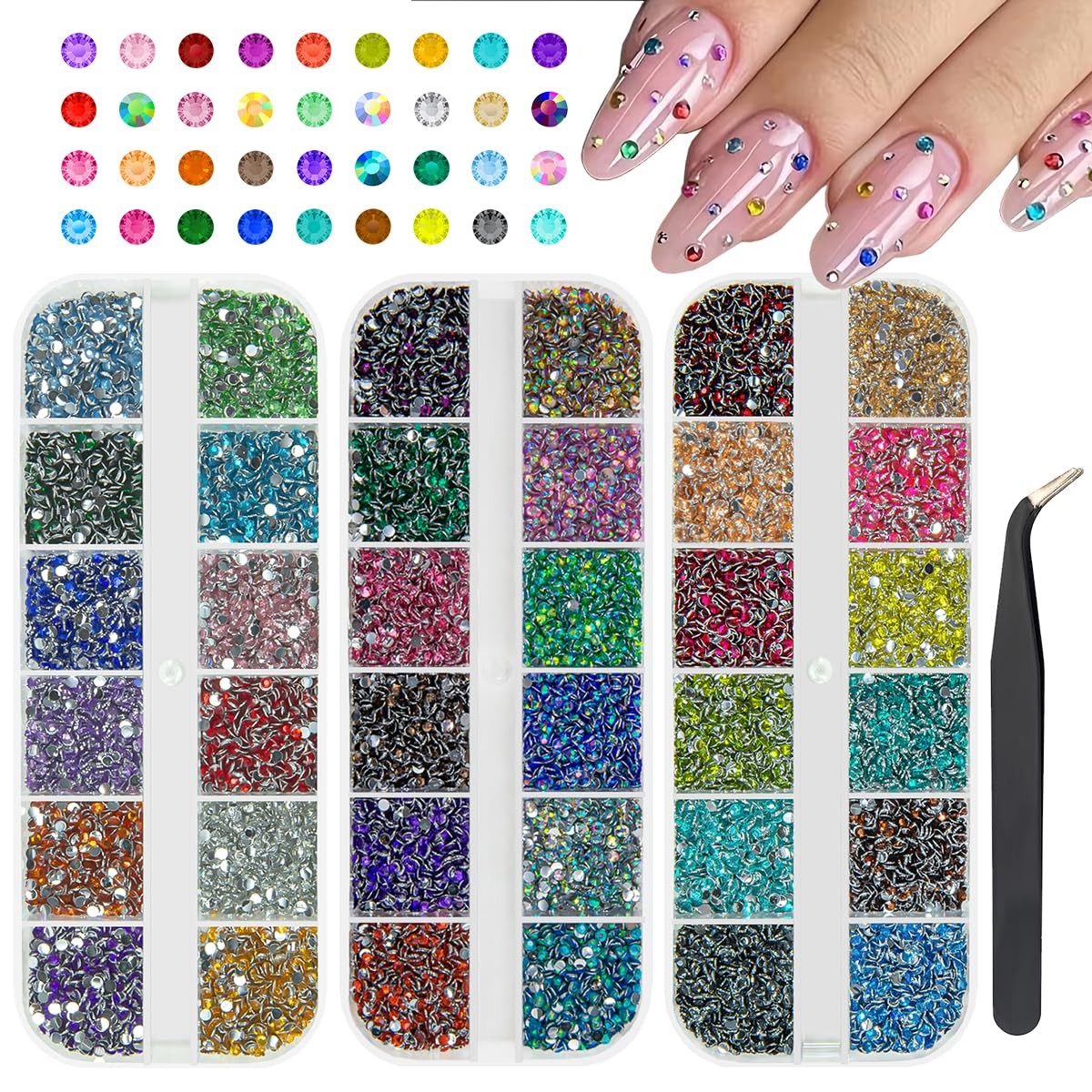 36 Color 2mm Small Crystal Resin Rhinestones for Bedazzling Crafting SS6 Tiny…
