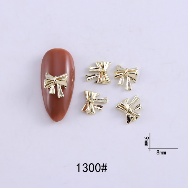 5Pcs 3D Metal Manicure Ribbon Bow Heart Bowknot Nail Art Decoration DIY NS19
