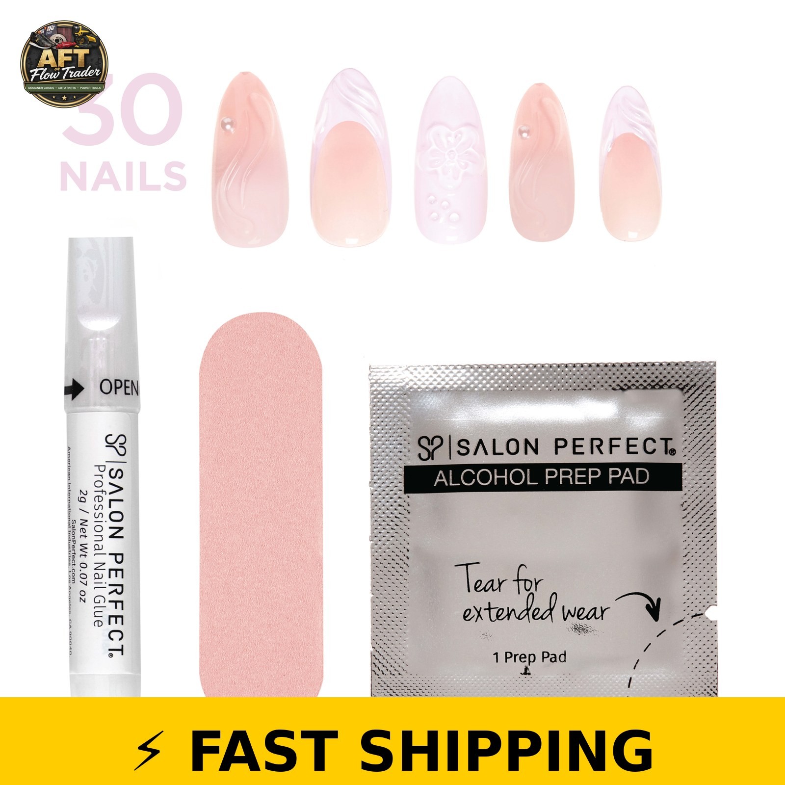 Salon Perfect Lavender Flower Press On Nails, 30 Count