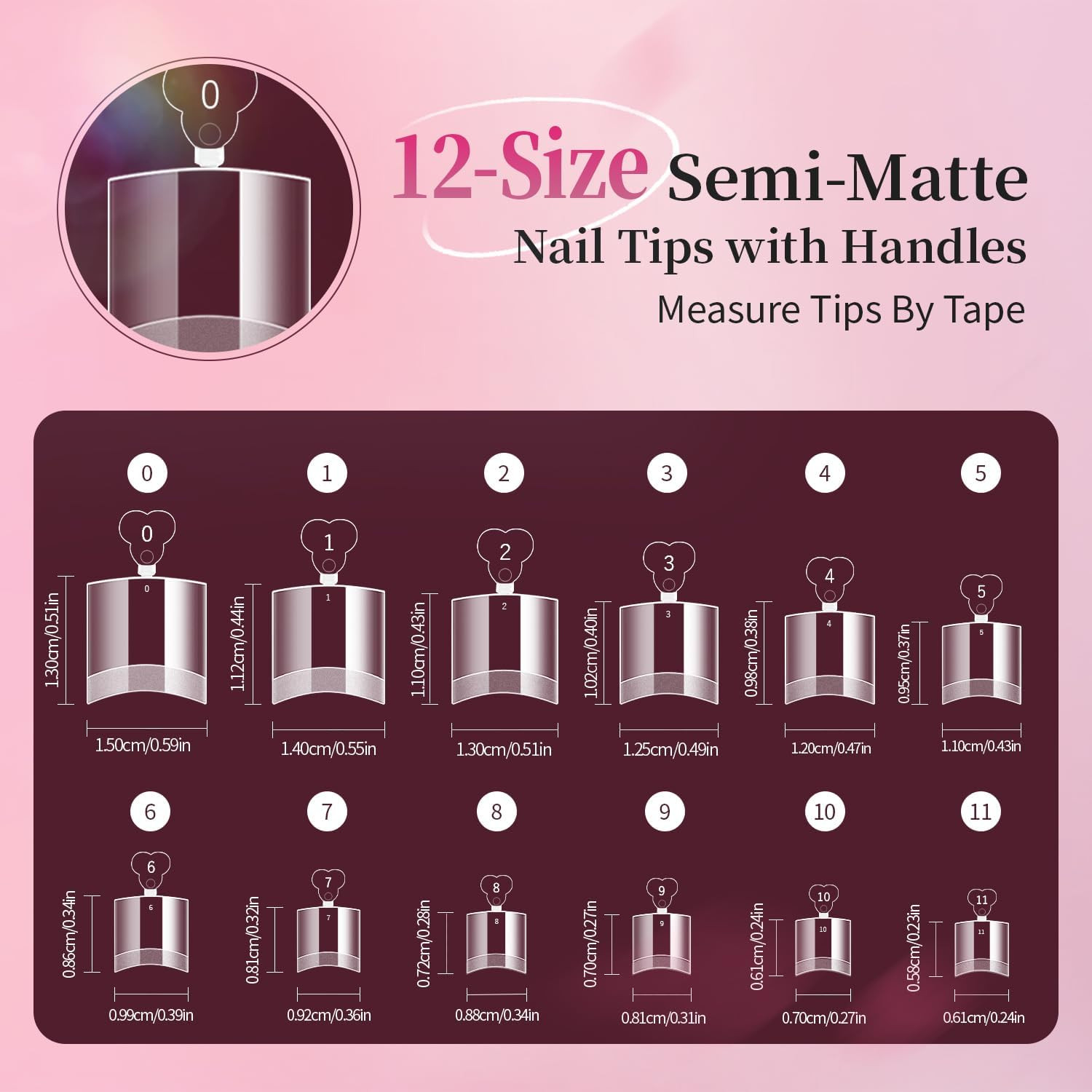 Short Square Pre-Etched Soft Gel Nail Tips with Handle, 240PCS | Half Cover Fals