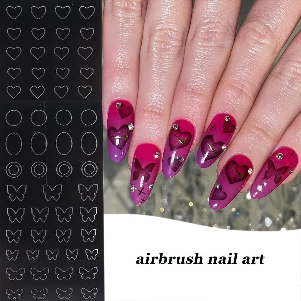10-Pack Nail Art Stencils for Home & Salon – Self-Adhesive Airbrush Templates