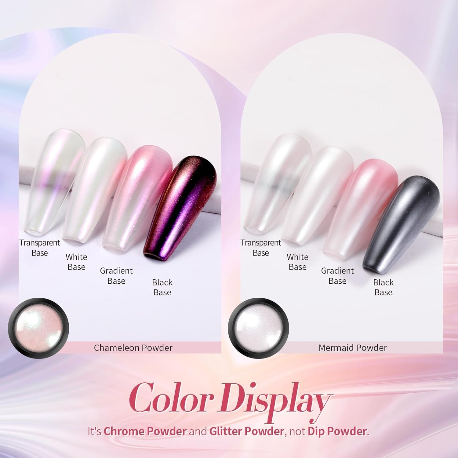 2-Box Pearl Chrome & Chameleon Aurora Nail Powder – Iridescent Finish