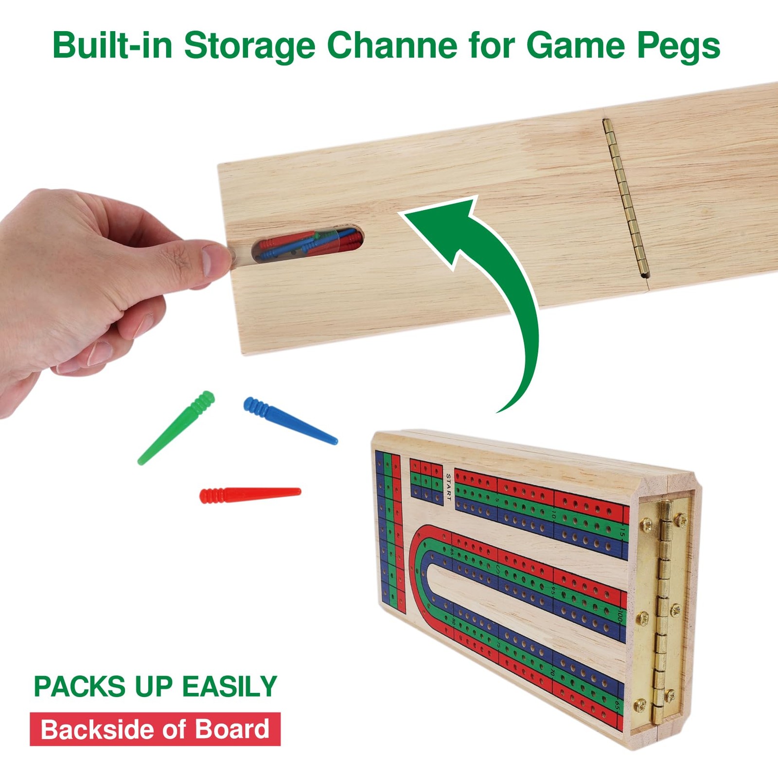 GOTHINK Folding Cribbage Board Game Set, Classic 14.5×3.5 inches,