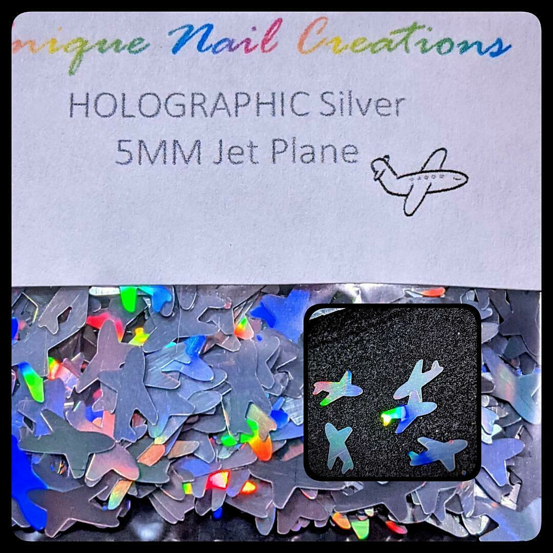 JET SHAPE~HOLOGEAPHIC SILVER GLITTER~Nail•Acrylic•Gel•Body Art•Face•Festival