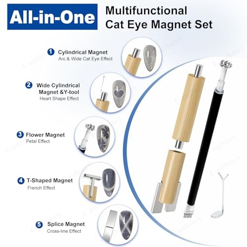 4 in 1 Cat Eye Nail Magnet Stick with Heart Shaped Tool, Multifunctional 4-in-1