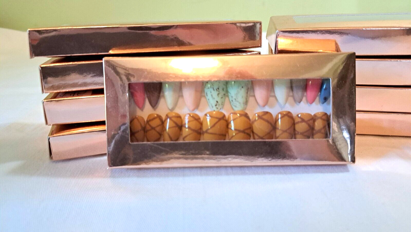 Hand Painted Ice Cream Cone Nails- All Sizes 20pc Almond Novelty Kawaii NIB